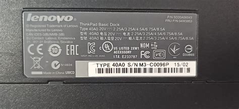 Lenovo ThinkPad Basic Docking Station 40A0 for L440 L450 P50s P51s T44 ...