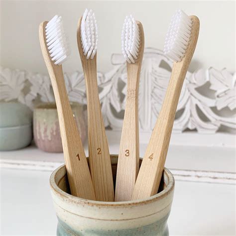 Natural Bamboo Toothbrushes - 4x Family Pack Eco Friendly Toothbrush