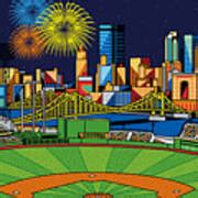 Pnc Park Fireworks Poster by Ron Magnes