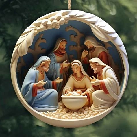 XEOVHV Christmas Nativity Scene Ornaments, Christmas Acrylic 3D Hanging ...