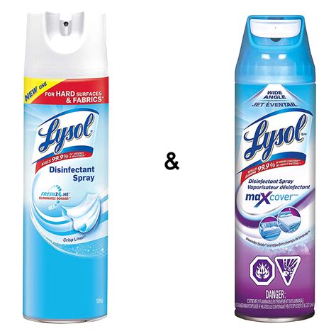 Lysol Disinfectant Spray, Crisp Linen, 539g, Disinfect and Eliminate Odours on Hard Surfaces ...