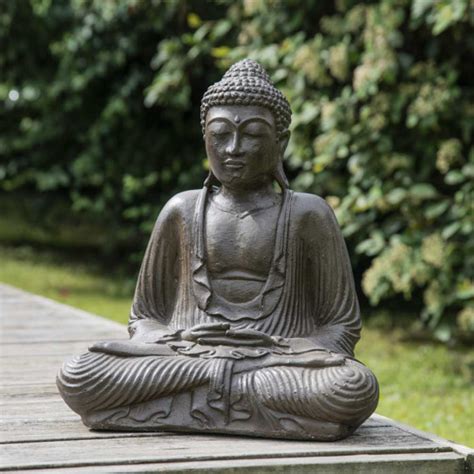 Brown seated buddha statue offering pose 42 cm