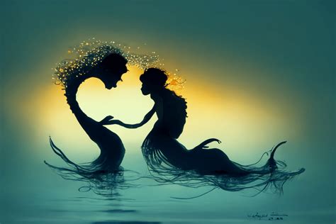 Mermaid and Merman in Love · Creative Fabrica