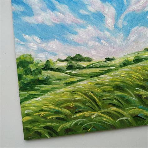 Landscape oil painting original Wheat Field Painting 8X10 | Etsy