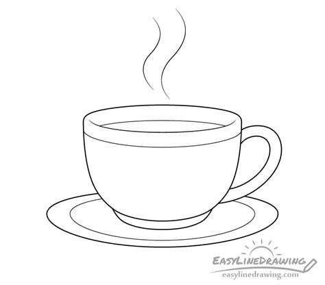 How to Draw a Coffee Cup Step by Step - EasyLineDrawing