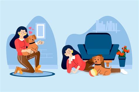 Free Vector | Everyday scenes with pets