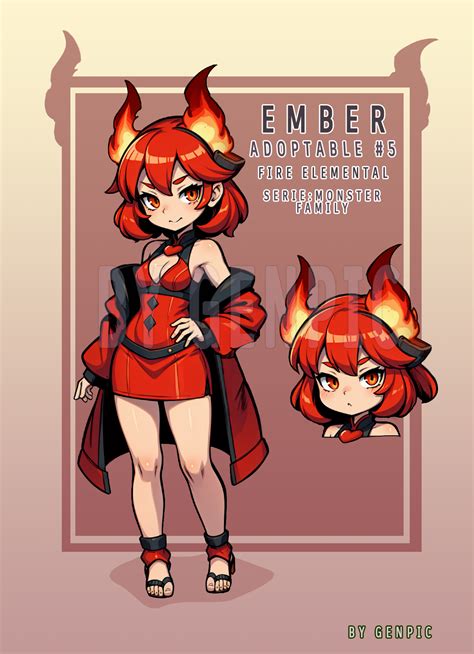 OPEN | Adoptable N5 fire elemental (Ember) by Genpic on DeviantArt