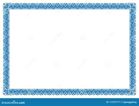 Blue Certificate Or Diploma Template Frame - Border Cartoon Vector ...