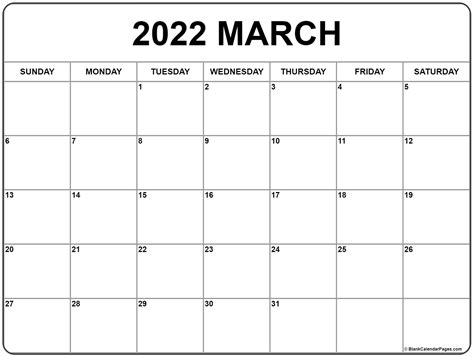 March 2022 calendar | free printable calendars