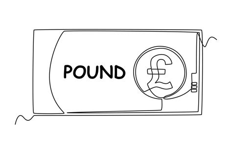 Single one-line drawing pound sterling paper currency from England ...