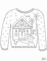 Christmas Ugly Sweater With Gingerbread Man Motif coloring Page  Free sketch template