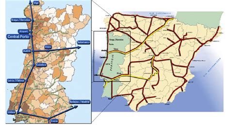 Central Porto station within the Portuguese high-speed railway network. | Download Scientific ...