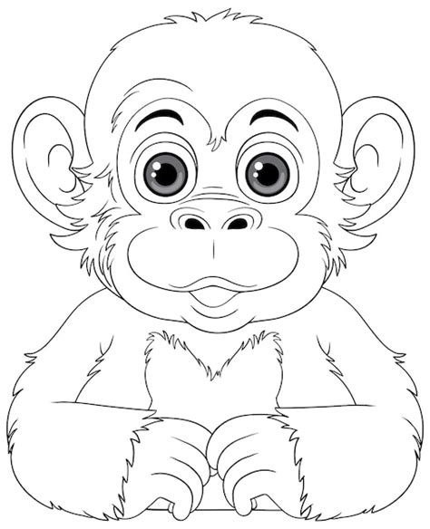 Free Vector | Chimpanzee cartoon character outline for coloring