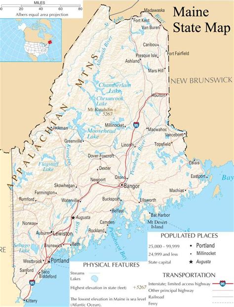 map of Maine | Maine State Map - A large detailed map of Maine State USA | Maine map, Map, Maine