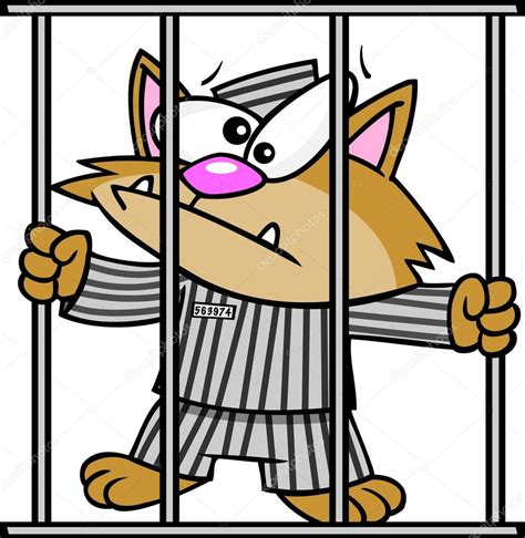 Cartoon Cat in Jail ⬇ Vector Image by © ronleishman | Vector Stock 13983825