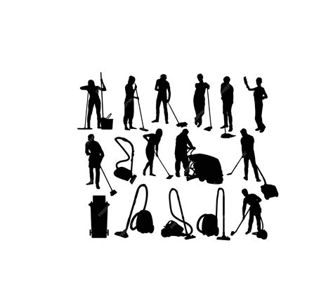 Premium Vector | Cleaning Service Activity Silhouettes art vector design