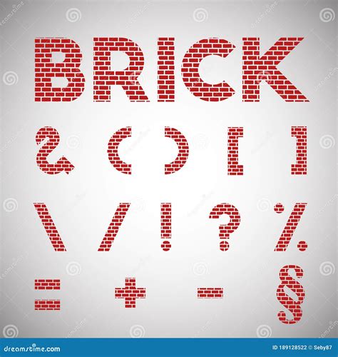 Red brick typeface, vector stock vector. Illustration of estate - 189128522