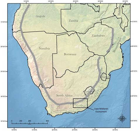 8 The Great Escarpment of southern Africa (indicated by the grey line) | Download Scientific Diagram