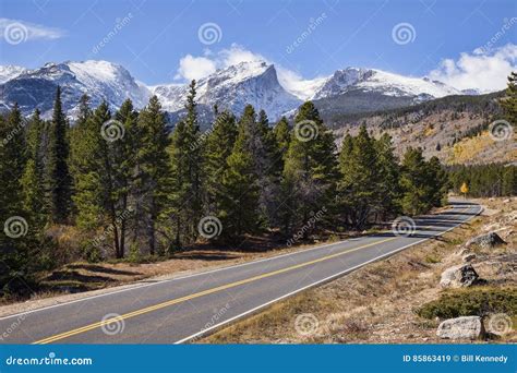 Scenic Road in Rocky Mountain National Park, CO Stock Image - Image of ...