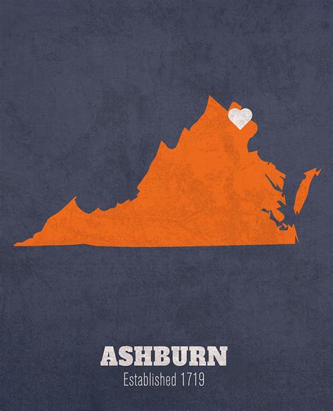 Ashburn Virginia City Map Founded 1719 University of Virginia Color Palette Mixed Media by ...