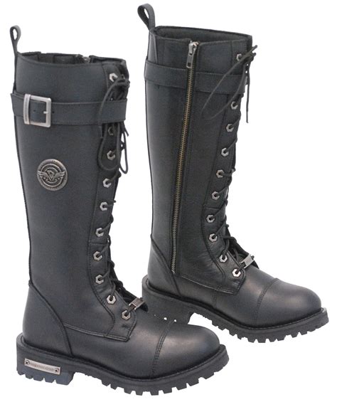 Women's Tall Milwaukee Lace Up Combat Riding Boots with inside Zipper # ...