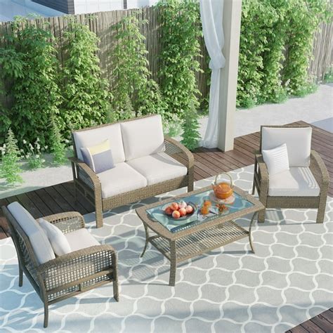 uhomepro 4-Piece Outdoor Furniture on Clearance, Patio Bistro Set for ...