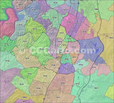 Travis County Zip Code Map – Map Vector