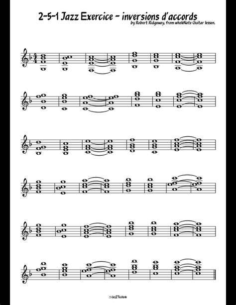 2-5-1 Practice Guitar Jazz Chords inversions sheet music download free in PDF or MIDI