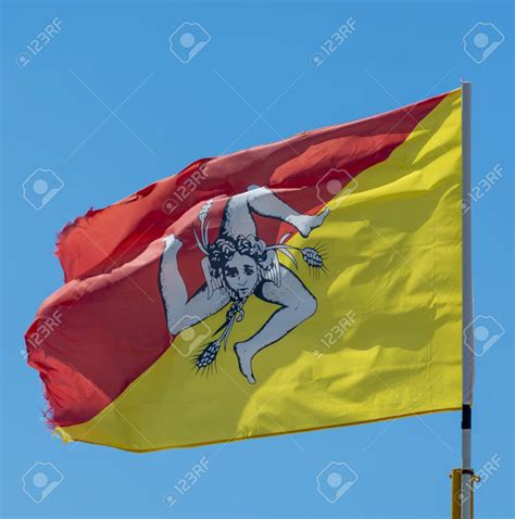 Free download Colorful Sicilian Flag Fluttering In Wind On Blue ...