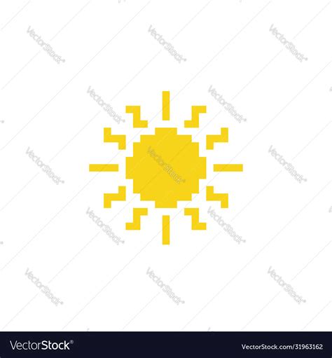 Pixel sun icon element for game Royalty Free Vector Image