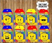 Printable Lego building blocks Thank you Tags instant download, Lego building blocks party Tags ...