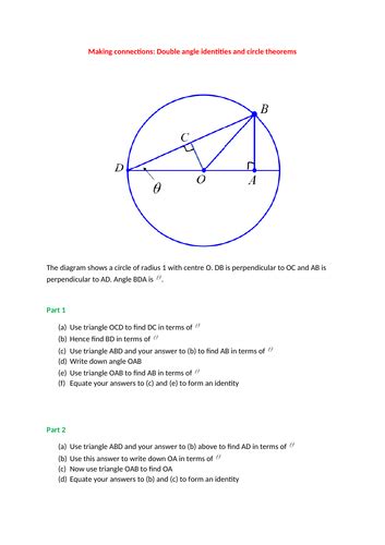 Double angle identities geometric proof | Teaching Resources