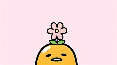 Sanrio Gudetama with Flower Light Pink Desktop Wallpaper in 4K