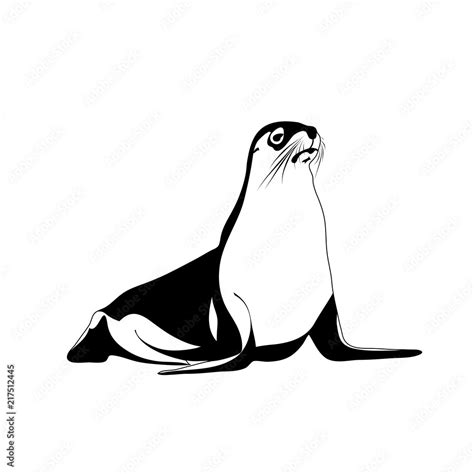 seal animal. vector logo. black and white image Stock Vector | Adobe Stock