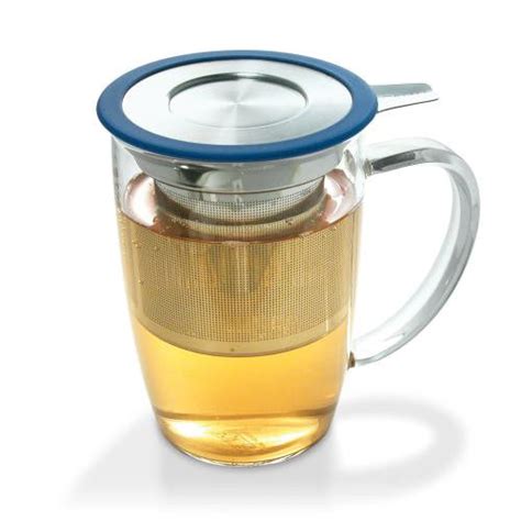 Tall Glass Tea Cup with Stainless Steel Tea Infuser | Tea Strainer & Lid by Forlife - Good Life Tea