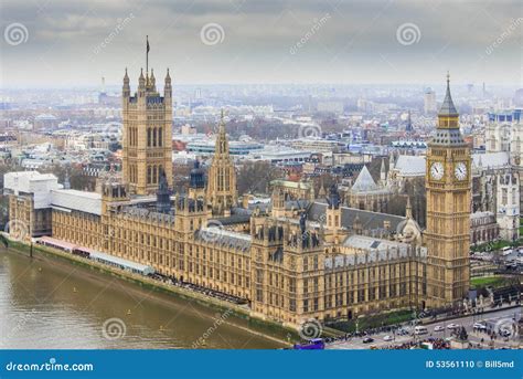 Parlamentsgebäude Mit Elizabeth Tower - Big Ben, Wie Vom London-Auge ...