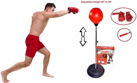 Buy Punching Bag Reflex Boxing Bag with Stand, Boxing Gloves, Height Adjustable Freestanding ...