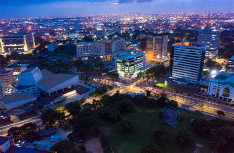 Aerial Shot of the City of Accra in Ghana at Night Editorial Stock ...