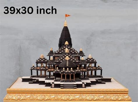 Teak Wood Dark Brown Wooden Shree Ram Temple 3D Model, For Worship at ...