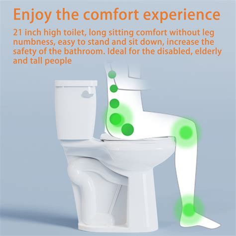 SUPERFLO 21-inch Height Extra Tall Toilet for Bathrooms, Elongated Toilet Seat, SUPERFLO ...