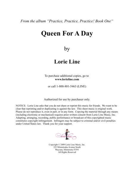 Queen For A Day - EASY! Sheet Music | Lorie Line | Performance Ensemble