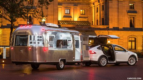 Tesla Model X | 2016MY with Airstream Trailer | Rear Three-Quarter