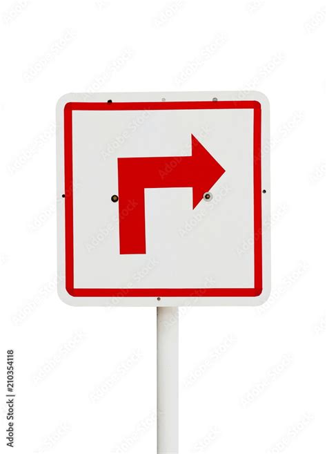 red arrow sign on traffic panel isolated white, Sign on traffic Stock ...