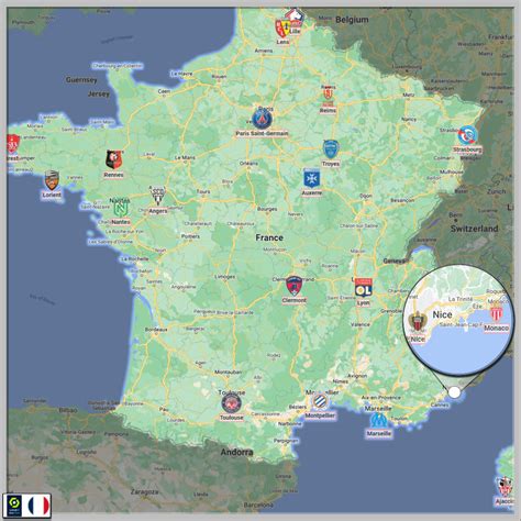 Map with the 20 teams of Ligue 1 (France) : r/soccer