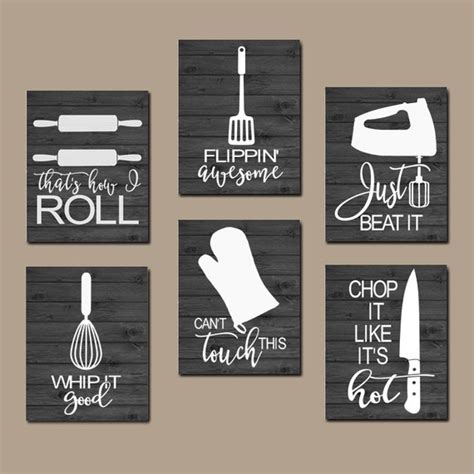 KITCHEN QUOTE Wall Art Funny Utensil Pictures CANVAS or