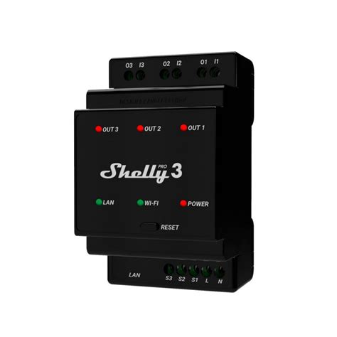 SHELLY - 3 channels DIN rail relay switch with Wi-Fi (dry contact)