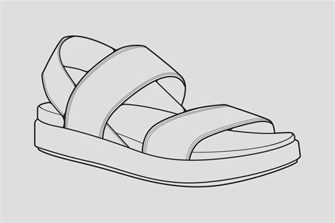 strap sandals outline drawing vector, strap sandals in a sketch style ...