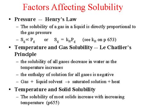 Factors Affecting Solubility