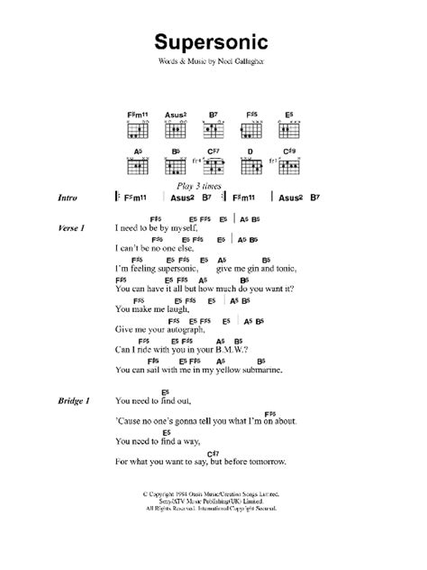 Supersonic by Oasis - Guitar Chords/Lyrics - Guitar Instructor