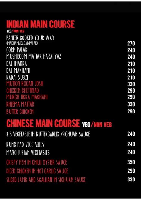 Lounge Bar Menu, Menu for Lounge Bar, Southern Star Mysore, Mysuru